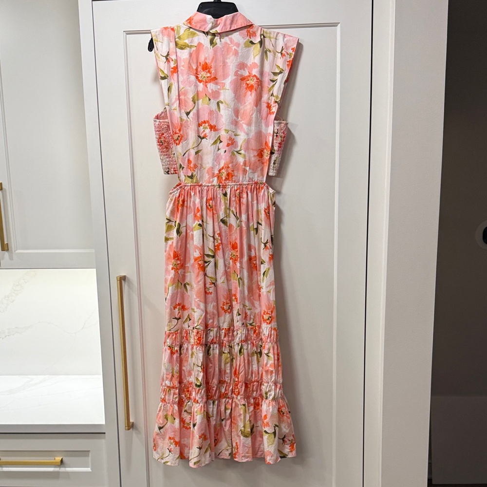 Misa Los Angeles Pink Floral Tiered Maxi Dress